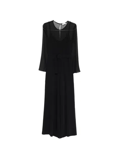 P.a.r.o.s.h Belt Sheer Jumpsuit In Black