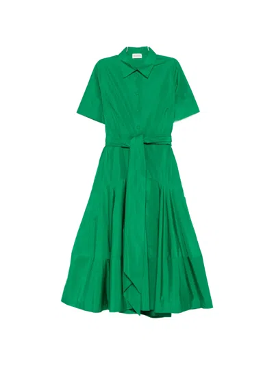 P.a.r.o.s.h Belt Tiered Mini Dress In Green