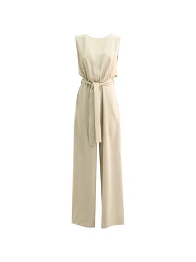 P.a.r.o.s.h Belt-detail Sleeveless Jumpsuit In Neutral