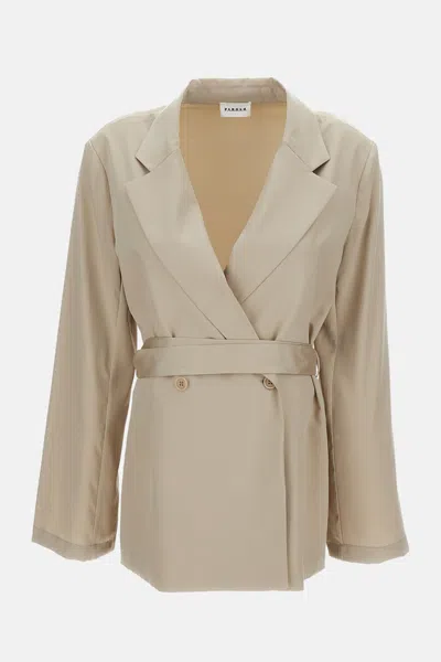 P.a.r.o.s.h Tailored Beige Jacket With Clean Minimalist Design In Brown