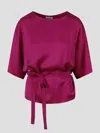 P.a.r.o.s.h Belted Blouse In Pink & Purple