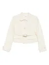 P.a.r.o.s.h Belted Buttoned Jacket In Neutral