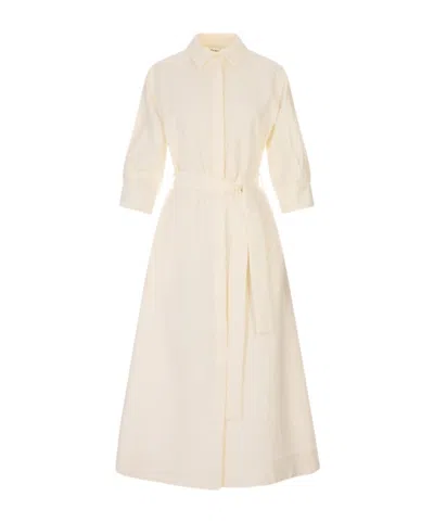 P.a.r.o.s.h Belted Button-fastening Midi Dress In White