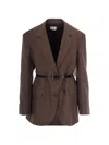 P.a.r.o.s.h Belted Checked-pattern Blazer In Multi