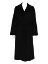 P.a.r.o.s.h Black Belted-waist Cashmere Midi Coat In Black