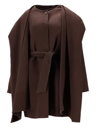 P.a.r.o.s.h Hooded Draped Jacket Belted Waist In Purple