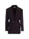 P.a.r.o.s.h Double Breasted Belted Tailoring Jacket Nylon Silk In Brown