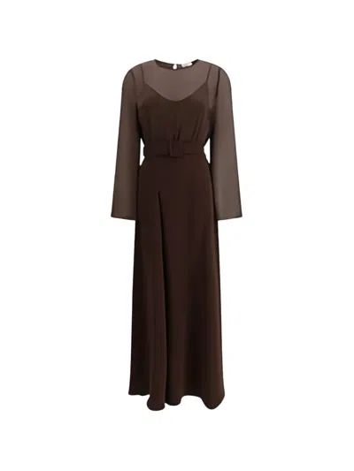 P.a.r.o.s.h P. A.r. O.s. H. Long Belted Dress In Brown