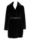 P.a.r.o.s.h Plush Black Faux Fur Coat With Tailored Silhouette In Black