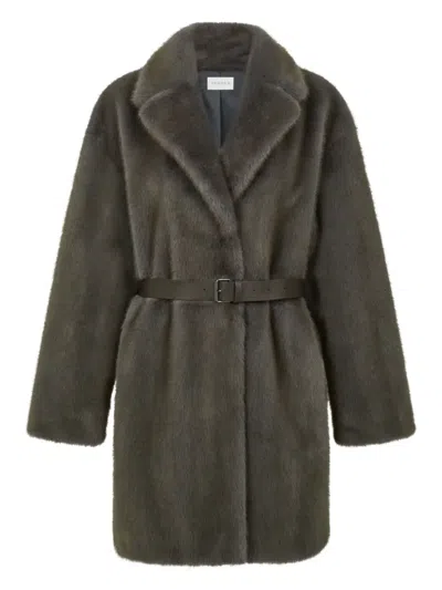 P.a.r.o.s.h Belted Faux-fur Coat In Gray