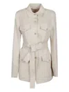 P.a.r.o.s.h Belted Flap-pocket Jacket In Multi