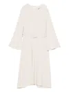 P.a.r.o.s.h Belted Flared Midi Dress In Neutral