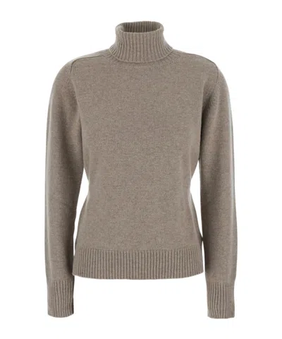 P.a.r.o.s.h . Belted High Neck Knitted Sweater In Neutral