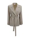 P.a.r.o.s.h Belted Jacket In Neutral