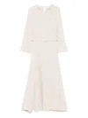 P.a.r.o.s.h Belted Keyhole Neck Dress In Neutral
