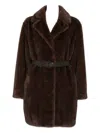 P.a.r.o.s.h Belted Lapel Coat In Brown