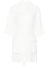 P.a.r.o.s.h Belted Linen Midi Dress In Weiss