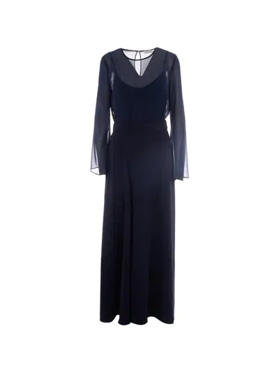 P.a.r.o.s.h Belted Long-sleeve Maxi Dress In Blue