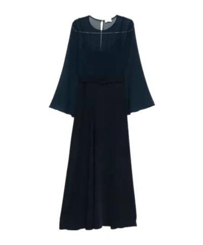 P.a.r.o.s.h Belted Long-sleeve Maxi Dress In Black