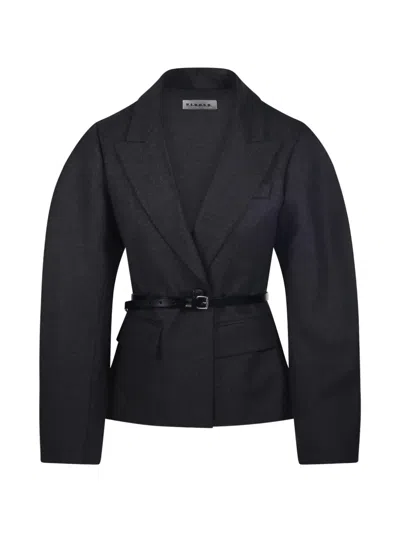 P.a.r.o.s.h Belted Notch-lapel Jacket In Gray