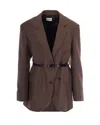 P.a.r.o.s.h Parosh Belted Plaid Oversized Blazer In Brown