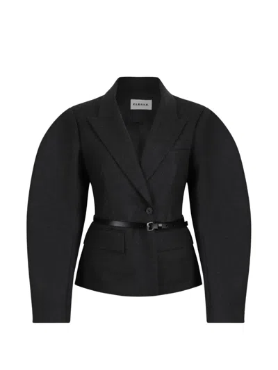 P.a.r.o.s.h Belted Puff-sleeve Blazer In Black