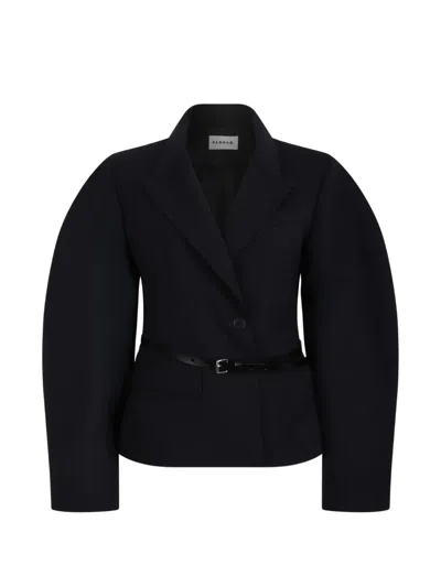 P.a.r.o.s.h Belted Puff-sleeve Jacket In Blue