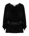 P.a.r.o.s.h Belted Round-neck Blouse In Black