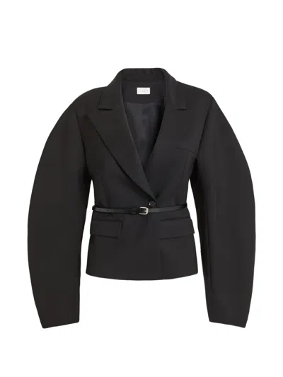 P.a.r.o.s.h Belted Sculptural-sleeve Jacket In Black