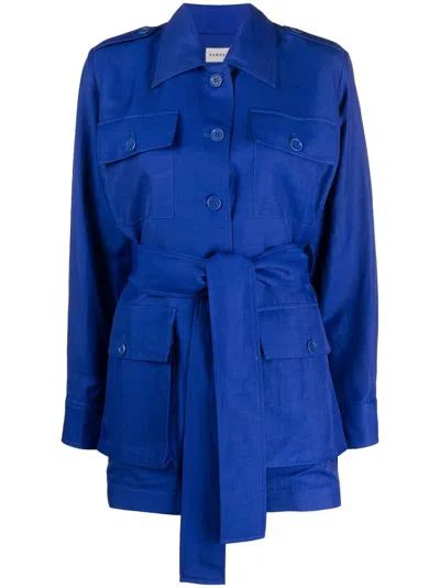 P.a.r.o.s.h Belted Shirt Jacket In Blue