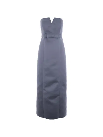 P.a.r.o.s.h Belted Strapless Maxi Dress In Blue