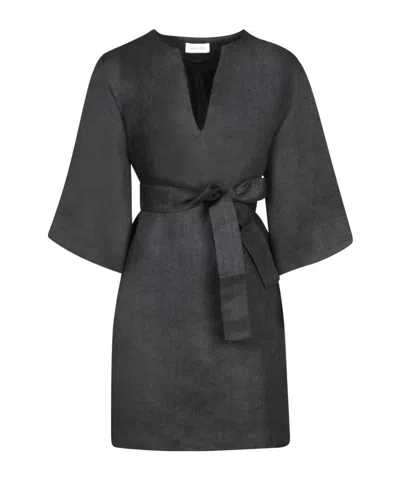 P.a.r.o.s.h . Belted V-neck Dress In Gray