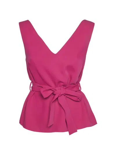Pre-owned P.a.r.o.s.h Belted V-neck Sleeveless Blouse In Pink