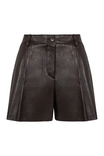 P.a.r.o.s.h Parosh Bermuda In Leather In Black