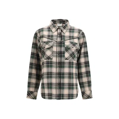 P.a.r.o.s.h Bicolor Cotton Pattern Shirt In Green
