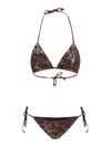 P.a.r.o.s.h Triangle Bikini Micro Sequins Sliding Cups In Brown