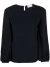 P.a.r.o.s.h Bishop Sleeves Round-neck Blouse In Blue
