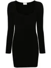 P.a.r.o.s.h Parosh Black Ribbed Knit Dress In Black