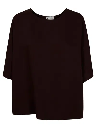 P.a.r.o.s.h . Short-sleeve Belted Crewneck Top In Brown