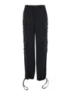 P.a.r.o.s.h Black Cargo Pants With Drawstring At The Ankles In Fabric Woman In Black