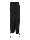 P.A.R.O.S.H BLACK CARGO PANTS WITH DRAWSTRING AT THE ANKLES IN FABRIC WOMAN