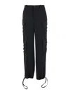 P.a.r.o.s.h Black Cargo Pants With Drawstring At The Ankles In Fabric Woman In Black