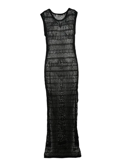 P.a.r.o.s.h Black Cotton Polyester Women's Dress