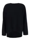 P.a.r.o.s.h Black Crewneck Sweater With Asymmetric Hem In Wool And Cashmere Woman