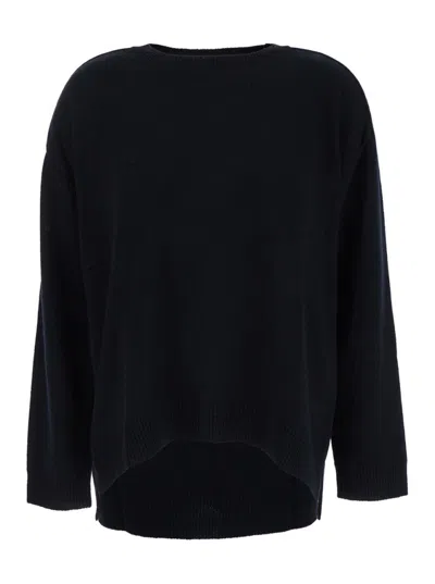 P.a.r.o.s.h . Black Crewneck Sweater With Asymmetric Hem