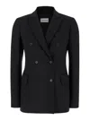 P.a.r.o.s.h Black Double-breasted Jacket With Peak Revers In Fabric Woman In Black