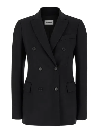 P.A.R.O.S.H BLACK DOUBLE-BREASTED JACKET WITH PEAK REVERS