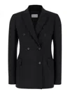 P.a.r.o.s.h Black Double-breasted Jacket With Peak Revers In Fabric Woman