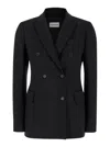 P.a.r.o.s.h Black Double-breasted Jacket With Peak Revers In Fabric Woman In Black