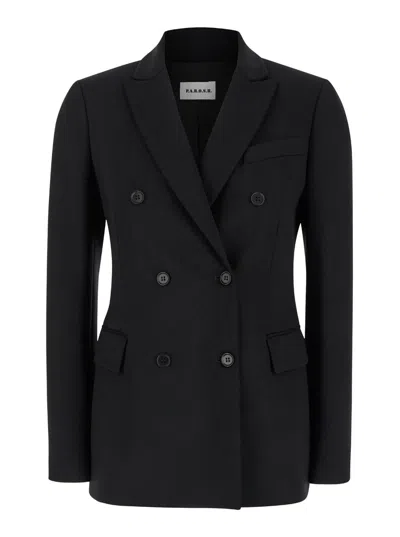 P.a.r.o.s.h Black Double-breasted Jacket With Peak Revers In Fabric Woman